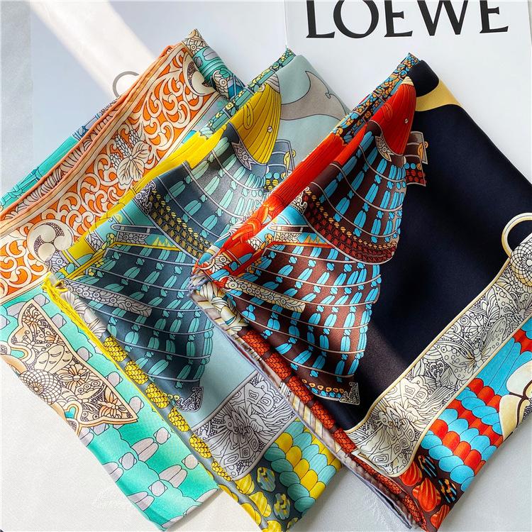 Armor Samurai Silk Crepe Satin Large Square Shawl Mulberry Silk Ladies Silk Scarf Wind