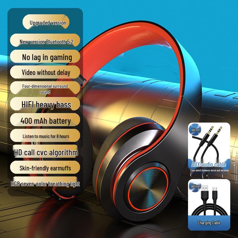 2025 Luminous Wireless Over-Ear Bluetooth Headphones for Music and Gaming - Unisex Earmuff Design