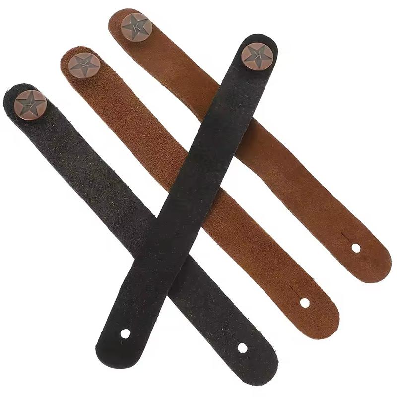 5 Stück Gitarrenkopfplatten-Gurt Vintage-Stil Braun Schwarz Verfügbar Abnehmbarer Anti-Rutsch-PU-Leder-Gurtbinder Instrumentenzubehör ZYF