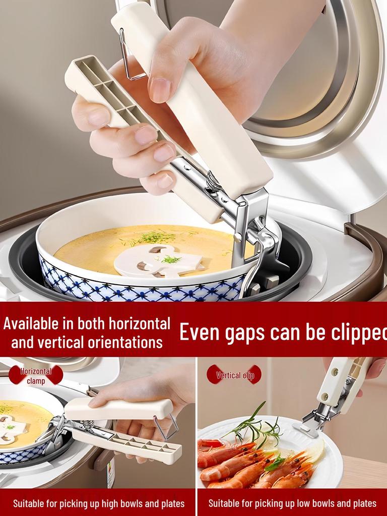 Nerezové protiskluzové kleště na jídlo proti opaření a zvedák talířů