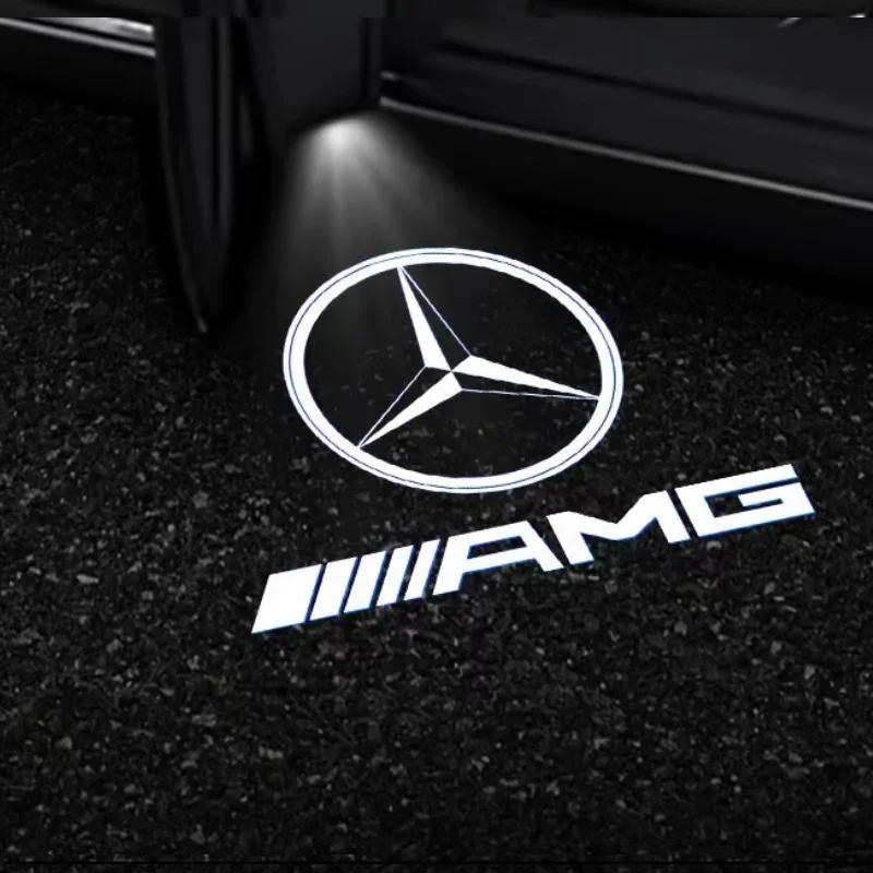 Hot Car Sticker 2pcs Car Door Light Laser Logo Decor Project Ghost Lamp For Mercedes Benz A B C M ML GLA GLS E Class W176 W205 W