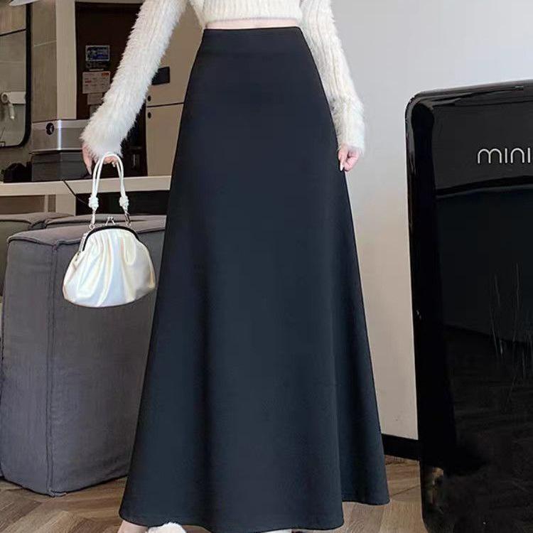 Hohe Taille Schlanker Langer Rock - Verdickt für Herbst/Winter 2025, Eleganter Stil