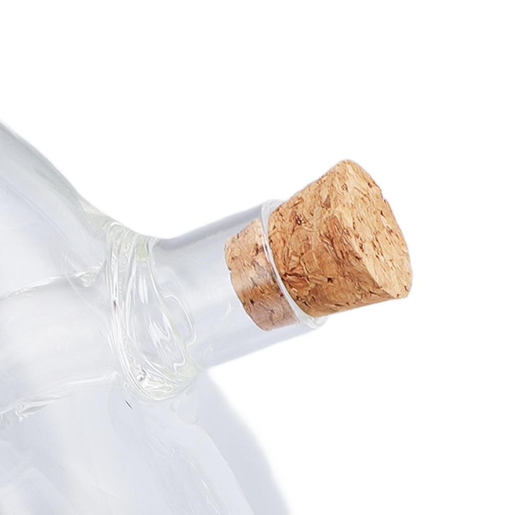 2 In 1 Oil and Vinegar Dispenser Bottle Olive Oil Vinegar Cruet Bottle with Cork Stoppers Clear Glass