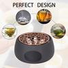 Teapot Warmer Base Ceramic Candle Heater Tea Coffee Milk Light Warmer with Purple Iron Pad for Home Black