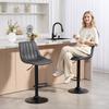 Set of 2 Leathaire Tub Bar Stools - Charcoal Grey