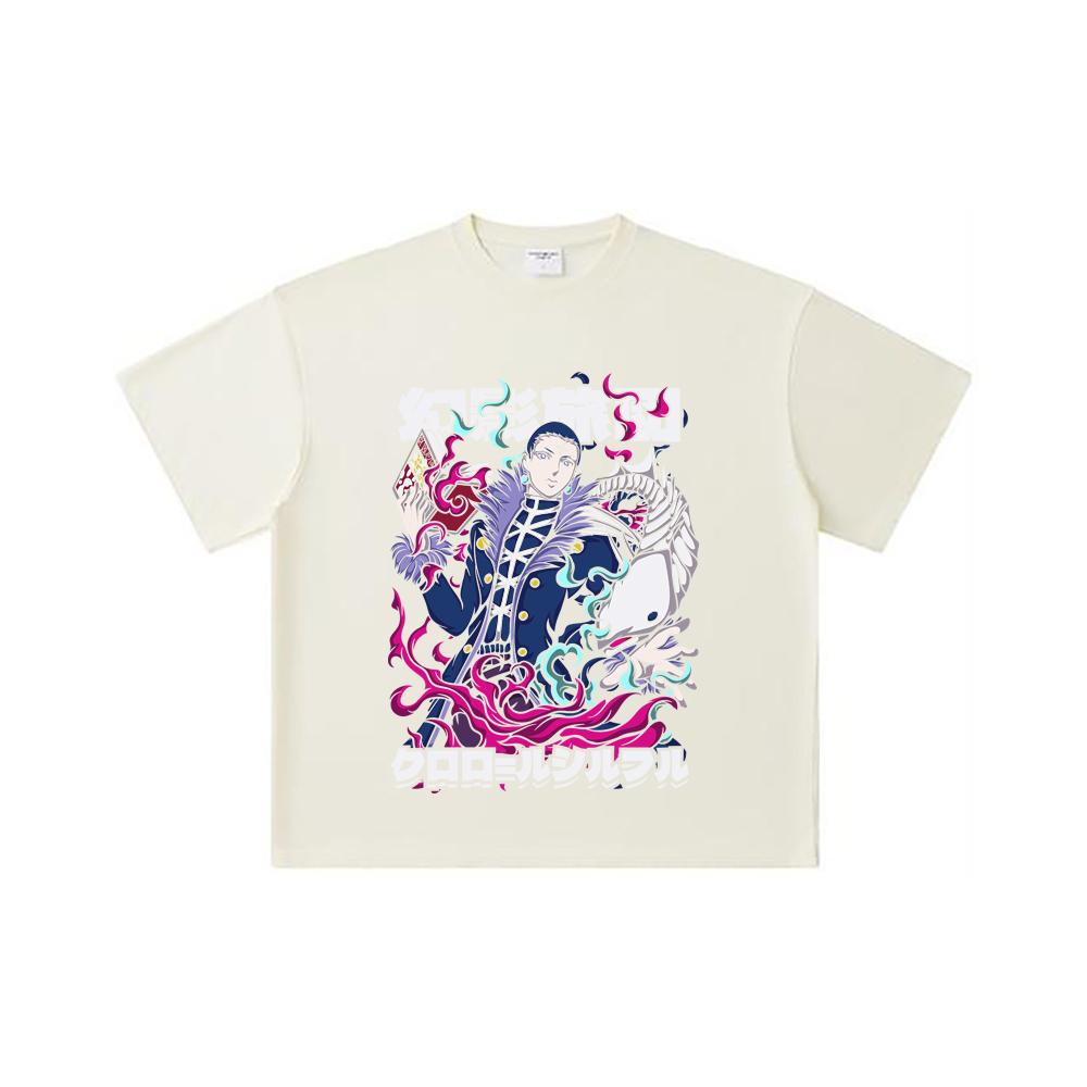 

260 GSM Double Yarn 32 Count 100% Cotton HXH V5 Chrollo Print Unisex Heavy Cotton T Shirt S