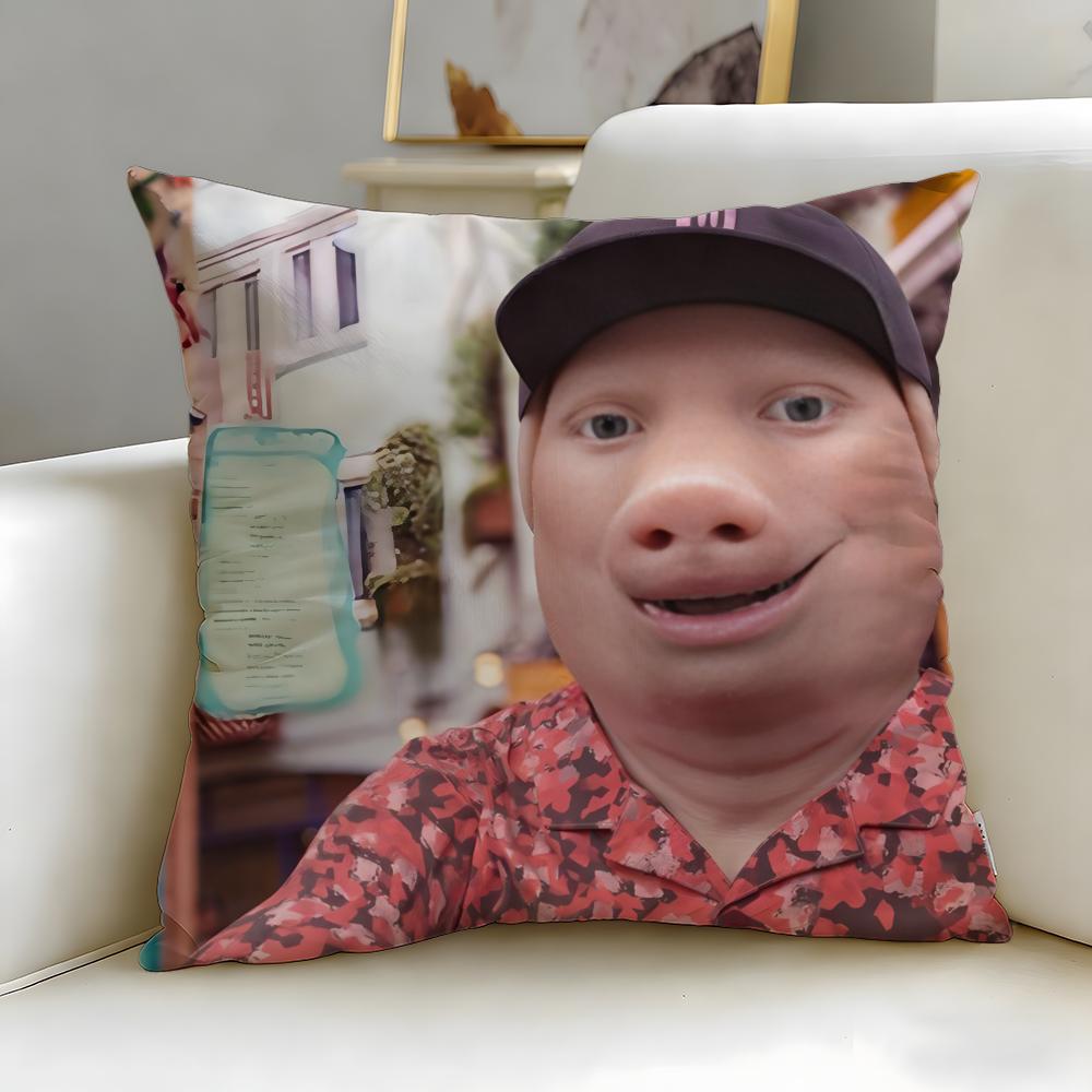 popular cartoon character John Pork Cushion Cover Soft EasyWash Pillow Case Versatile for Couch Bed Travel and Office