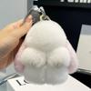 Adorable Rex Rabbit Fur Keychain Pendant - Cute Plush Bunny Charm for Bags and Gifts