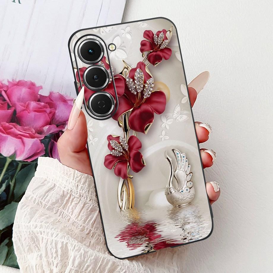 Soft Slim Silicone Cover For Tecno Spark 40 Pro Pro+ KM6 KM7 Funda Cat Rose Flower Dragon Fashion Pattern Shockproof Bumper Capa