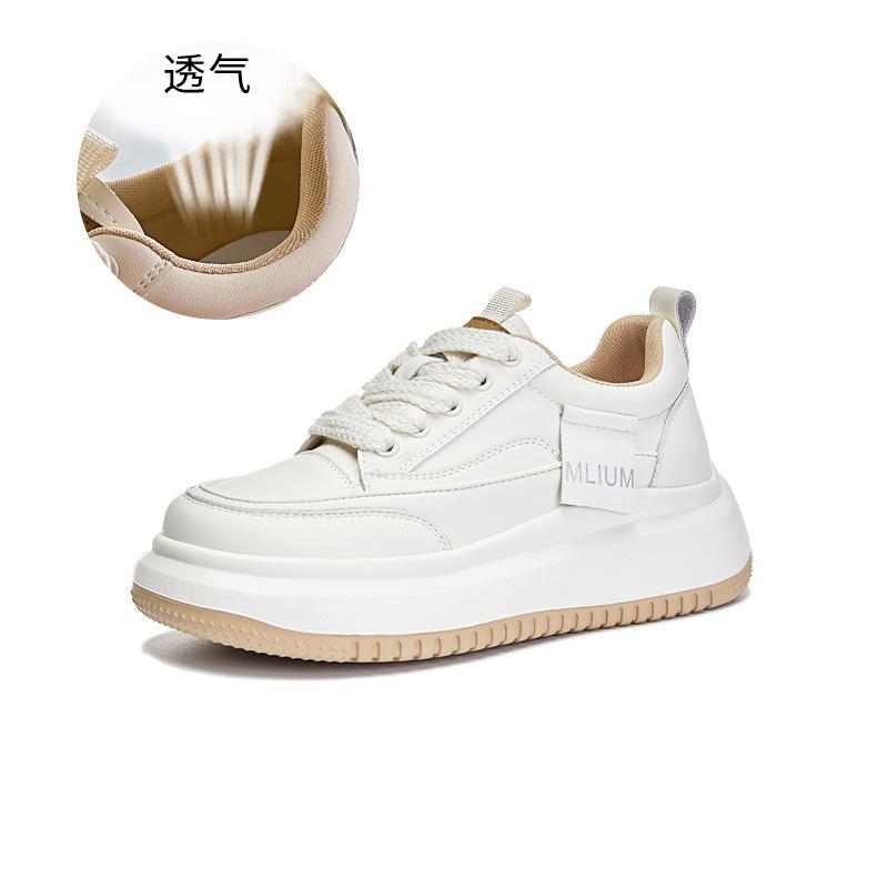 

Foam sole leather little white shoes 2025 spring new thick sole heightening shoes fashion casual shoes versatile comfortable women s shoes 40 бежевий