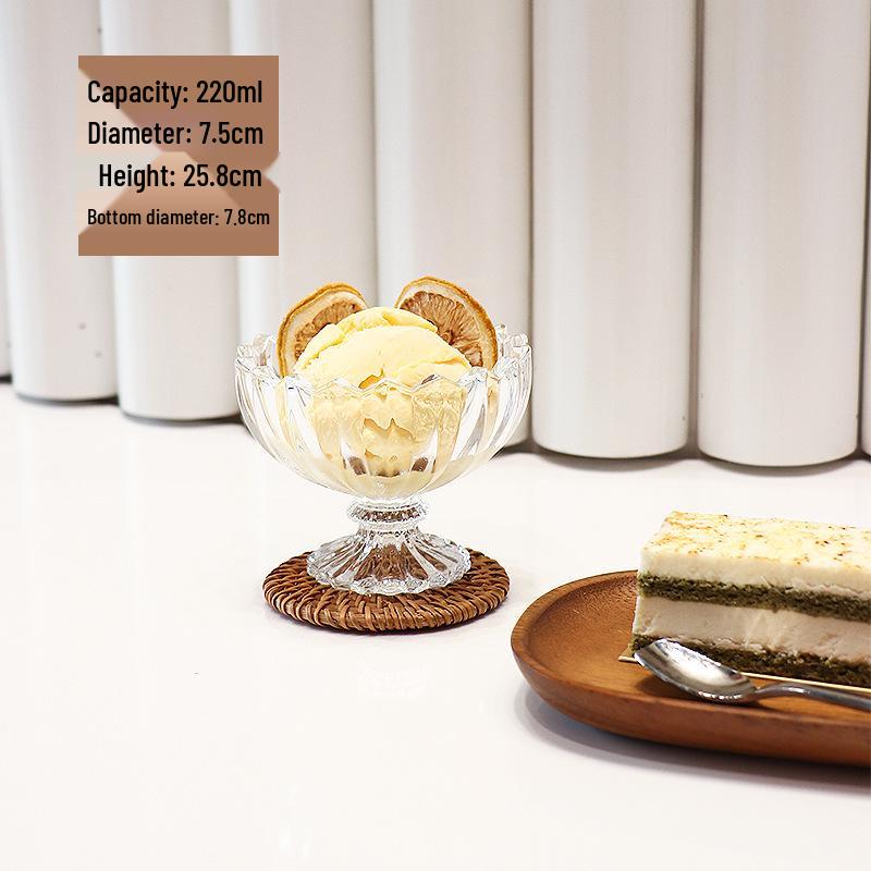 Trendy INS Style Glass Dessert & Drink Cup for Ice Cream, Milkshakes, and Juices