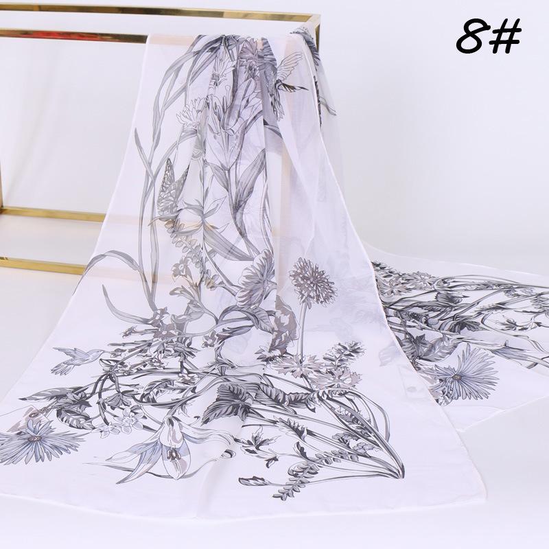 Medium and high quality chiffon printing gift silk scarf fashionable versatile women's scarf sunscreen decorative yarn petals