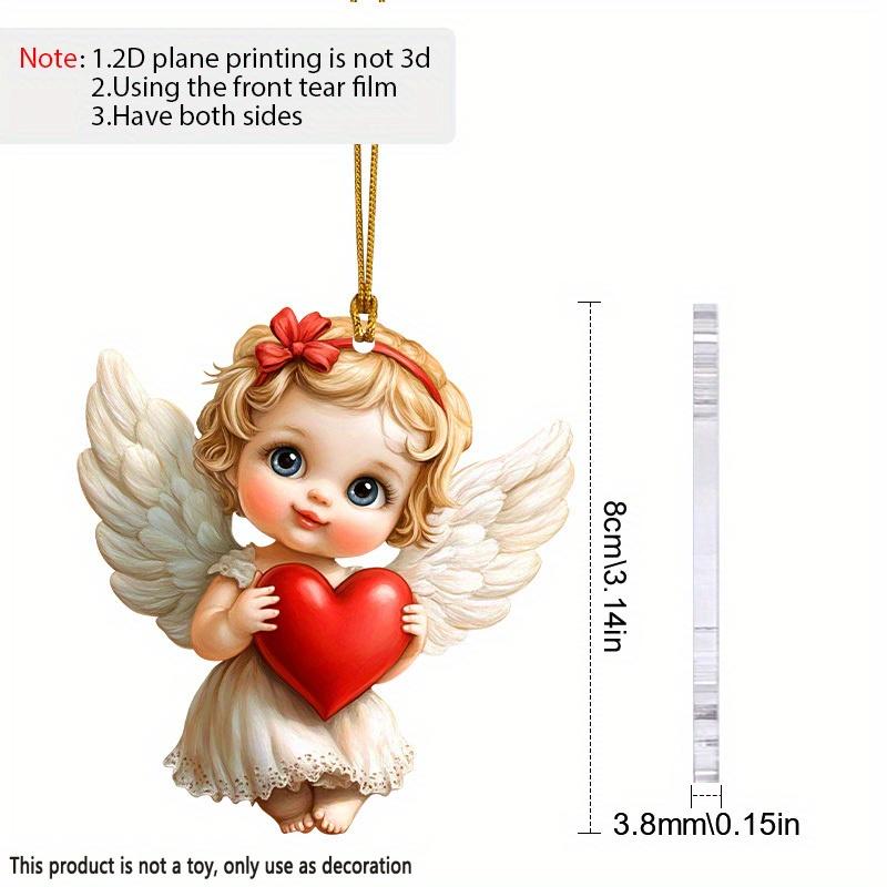 

2D плоские крылья ангела акриловые украшения с золотой веревкой, реалистичный угловой кулон, подвесной декор для зеркала заднего вида, милые подарки для семьи и друзей 01;1pc