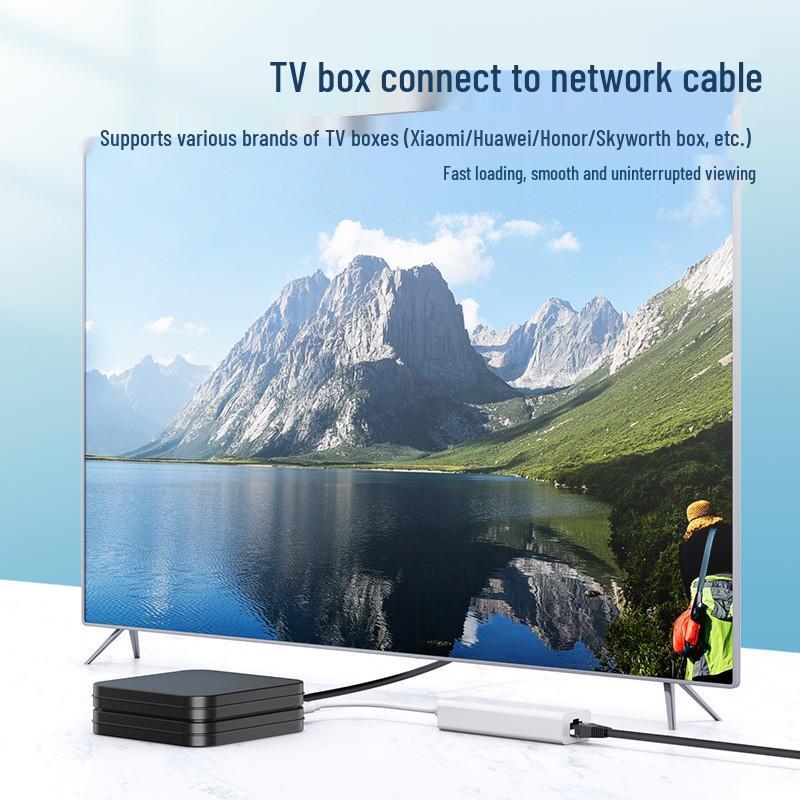 RJ45 Type-C to USB Network Card Converter, USB2.0 HUB, Driver-Free 100Mbps Wired Network Adapter