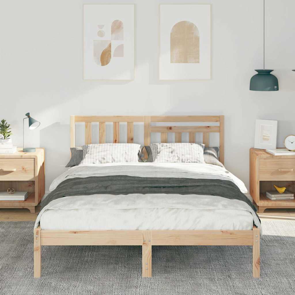 Bed Frame with Headboard Brown 120 x 190 cm Solid Pine Wood