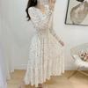 Floral Print Chiffon Dress Long Dress Women Spring New Korean Style Fairy Dress Ruffled Maxi Skirt