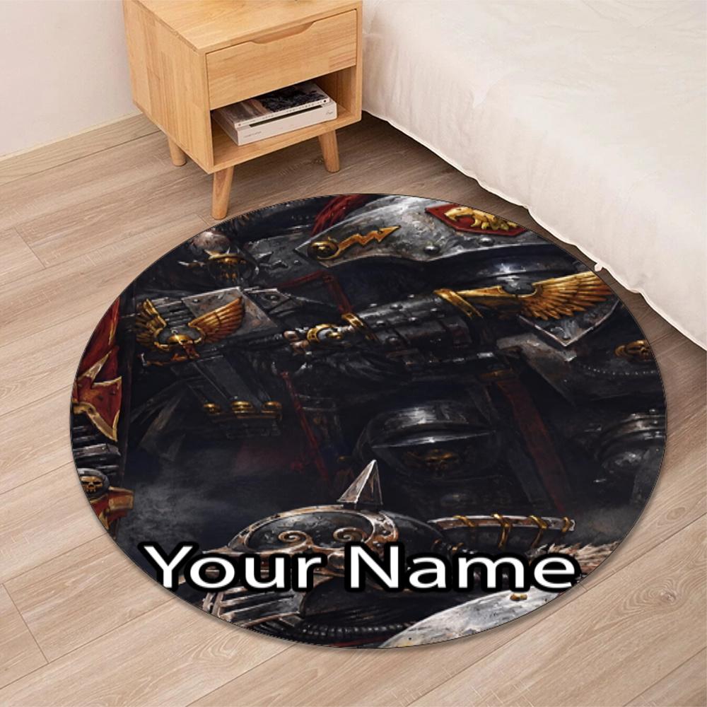 Custom Name Warhammer 40K Printed Round Rug Carpet Chair Rug Area Rug Entryway Doormats,for Office Chair Living Room Bedroom Kitchen Room.