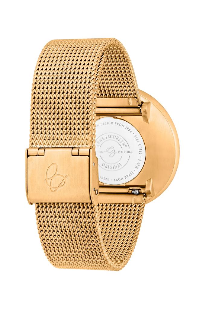 ARNE JACOBSEN BANKERS 53108-2009 40mm Watch, Nordic Design, Water Resistant (Quiet Design with No Second Hand), White Gold, Mesh Strap