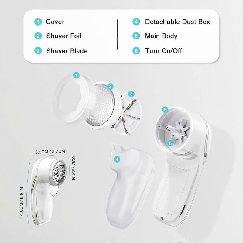 Fusselrasierer, Fusselentferner USB Wiederaufladbar, Tragbarer Knötchenentferner für Kleidung, Leistungsstarker Fusselentferner für Kleidungsstücke/Bettwäsche/Möbel (1StückWeiß)
