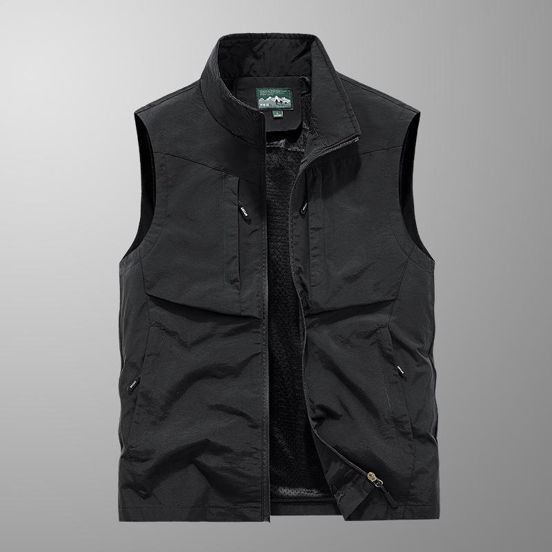 Herren Multi-Pocket Outdoor Arbeitsweste - Lässige ärmellose Jacke für Frühling/Herbst Angeln & Sport XL schwarz