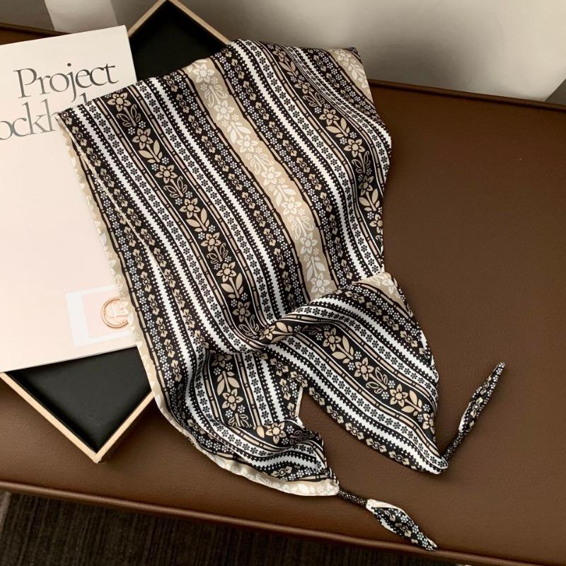 Silk scarf new fashion wheat ear cashew flower silk scarf head scarf beaded small scarf scarf triangular scarf waist tie