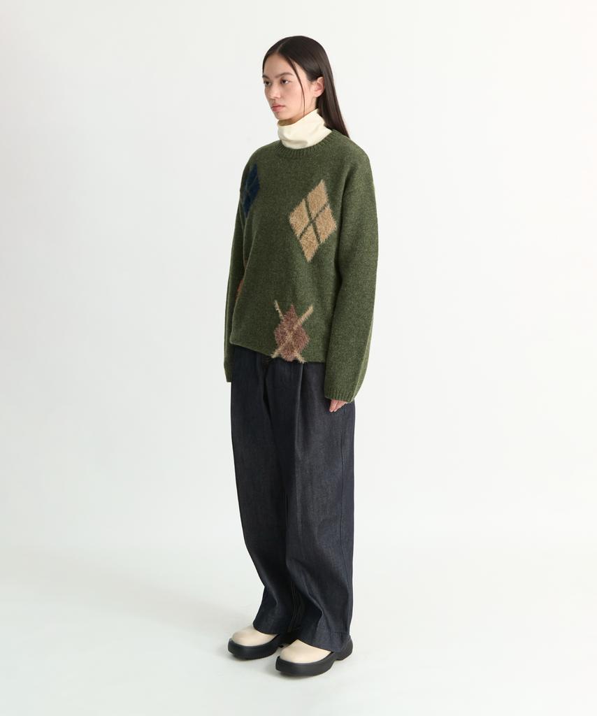NONBLANK Argyle Pattern Knit_Arborist Green