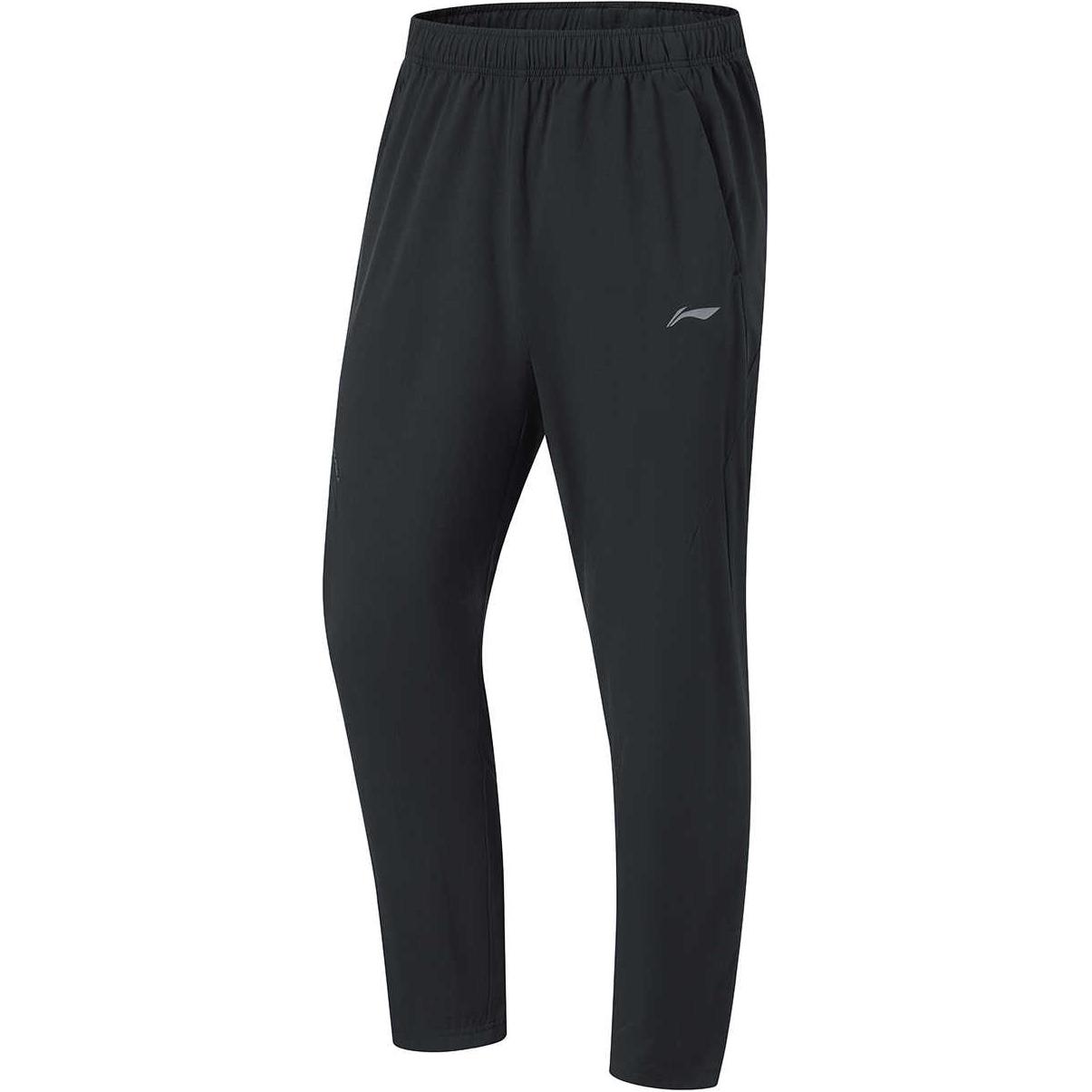 

Li-Ning Дышащие однотонные универсальные спортивные брюки прямого кроя средней посадки, мужские, черные AYKU501-2