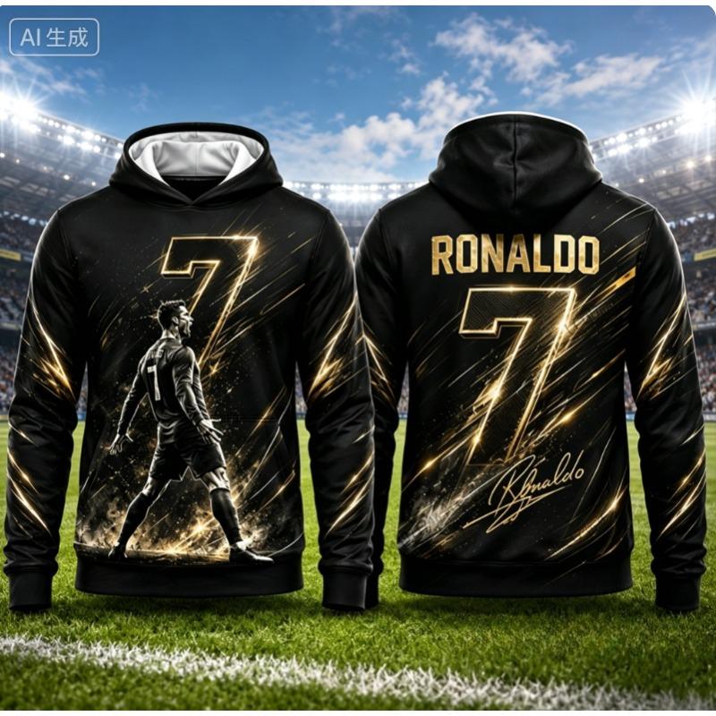 Nouveaux sweats à capuche imprimés Ronaldo #7 pour hommes Automne Manches longues Sweat-shirt Décontracté Pull Football Streetwear Sweat à capuche Hommes Femmes