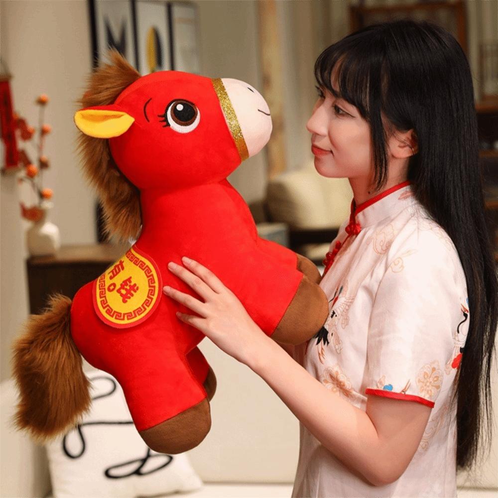 Plush Plush Pony Doll Stuffed Animal New Year Blessing Souvenir  Festival Decoration