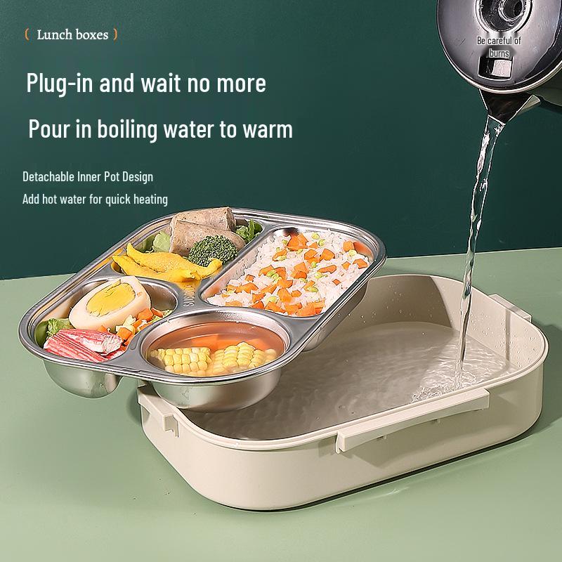 Large Stainless Steel Lunch Box with Lid and Soup Bowl, Insulated Meal Tray for Students and Office Workers
