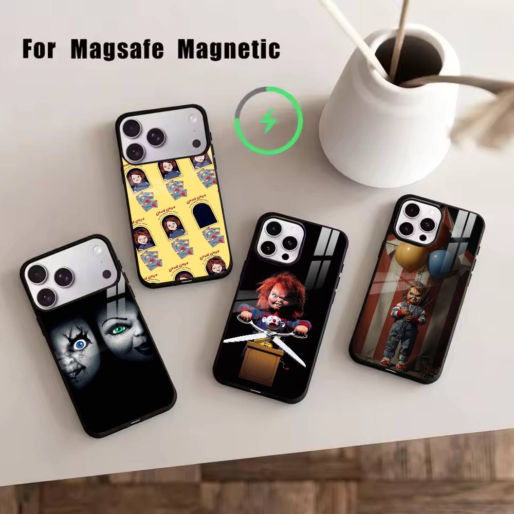 Chucky Scary Doll Phone Case For iPhone17,16,15,14,13,12,11 Plus,Pro Magnetic For Magsafe Wireless Charging