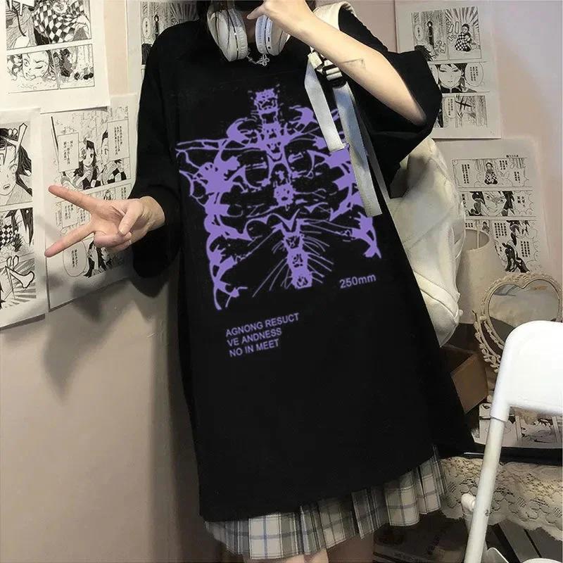 Y2k Harajuku Skeleton Print T-shirts for Gothic Hip Hop Streetwear Unisex Women T Shirt Summer Black Goth Clothes Short Sleeve Tees