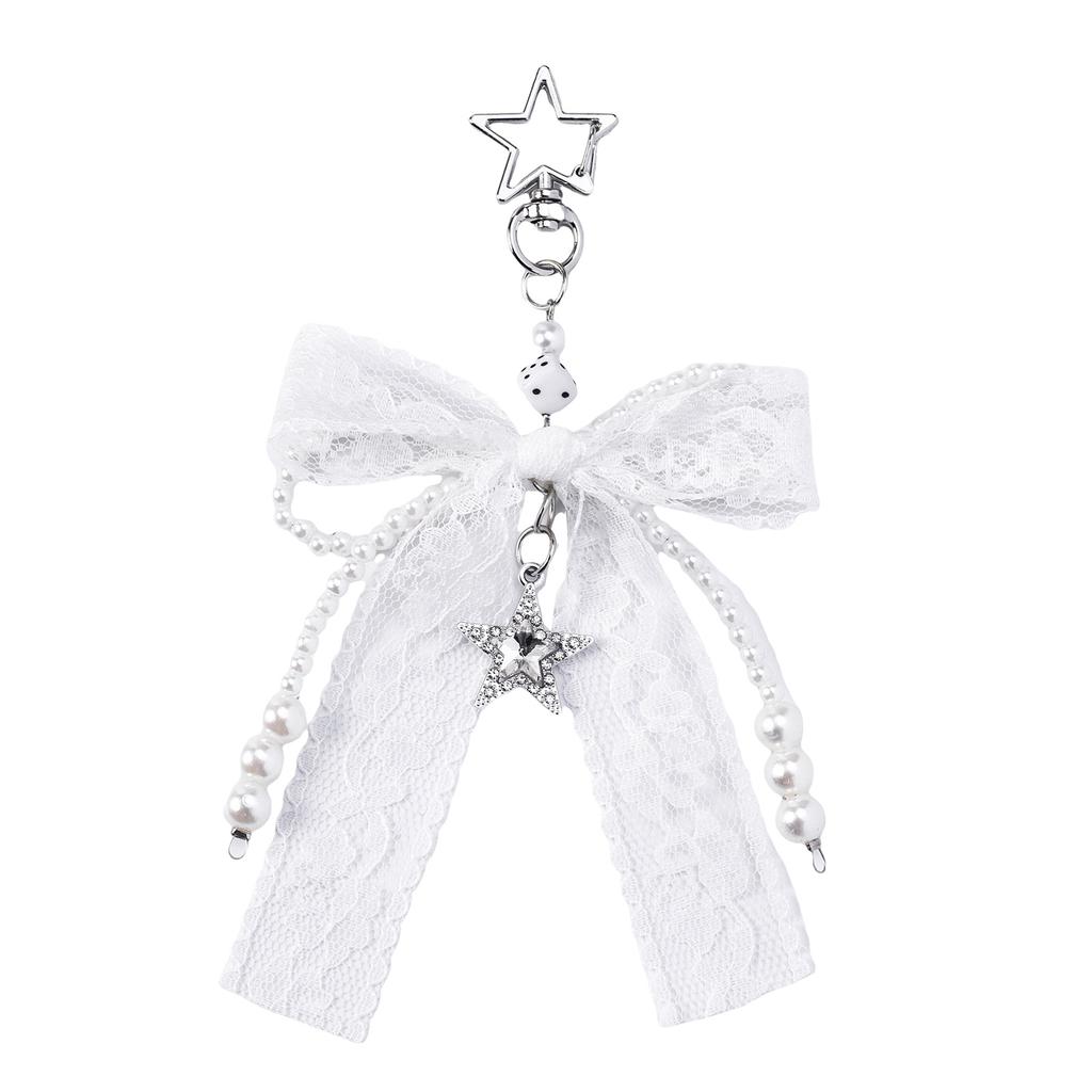 Pearl Bows Bag Charm Pendant Aesthetic Purse Charms Aesthetic keychains Keyring for Women Backpack Purse Handbag Decors