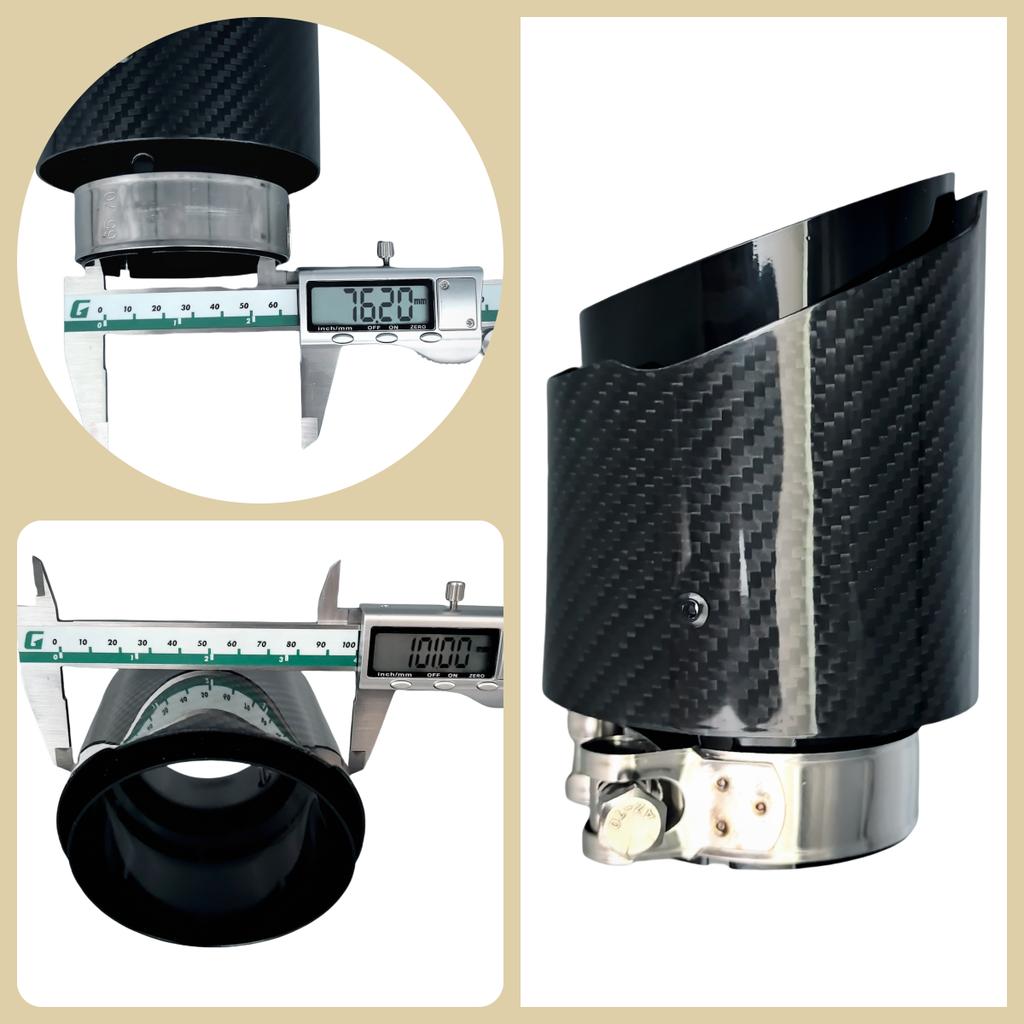 1 Pcs Universal Car Carbon Fibre Tail Throat Stainless Steel Bright Black Twill Glossy Muffler Exhaust Nozzle Tip