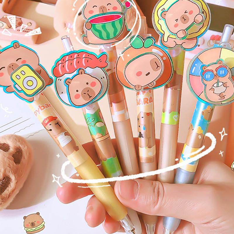 Kawaii Cartoon Capybara Gel Pen Quick-Drying Pressing Neutral Pens Writing Smooth Pens Office Supplies Student Stationery Gifts