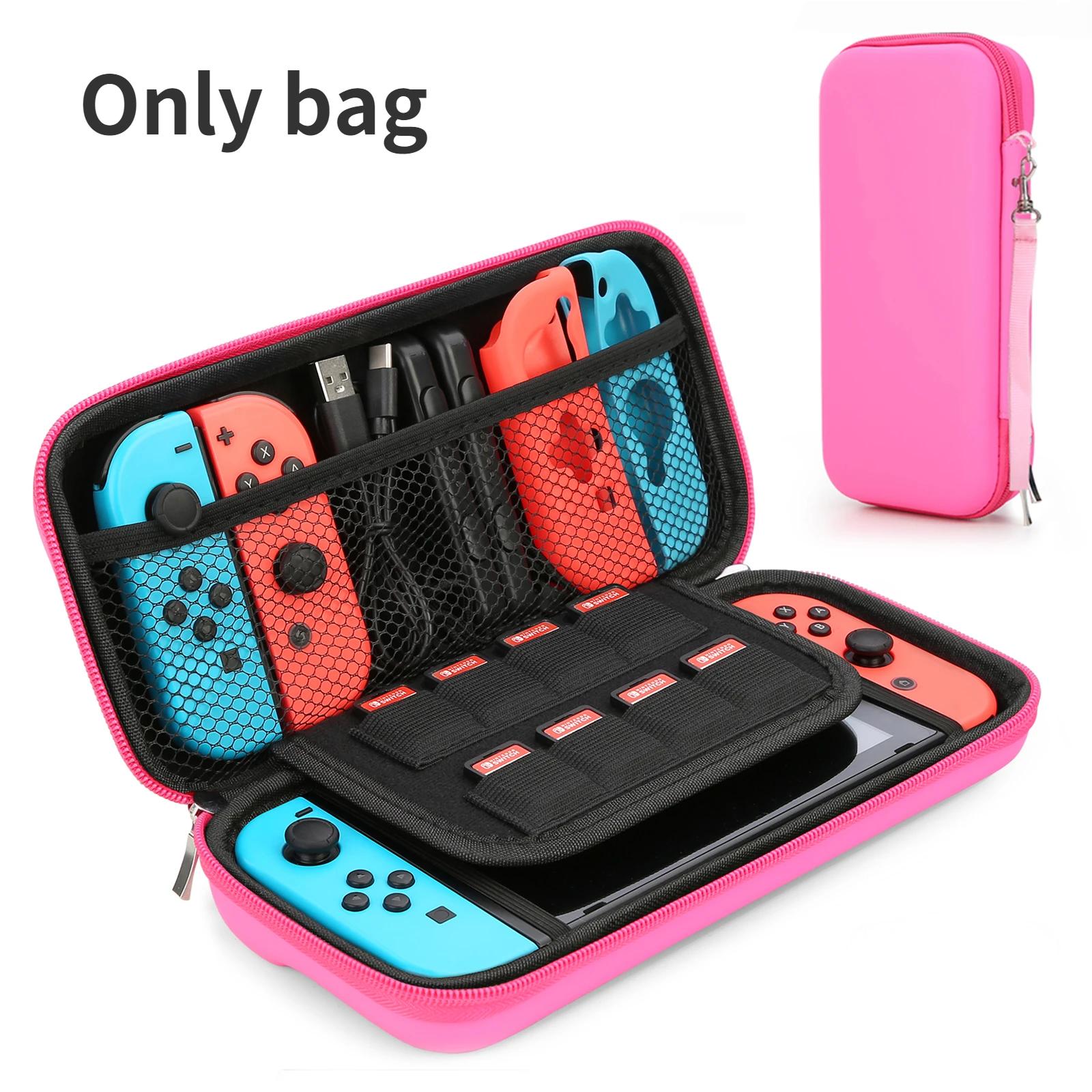 

Сумка для Nintendo Switch Case Портативная водонепроницаемая жесткая защитная сумка для хранения консоли Nintendo Switch и игровых аксессуаров розовый