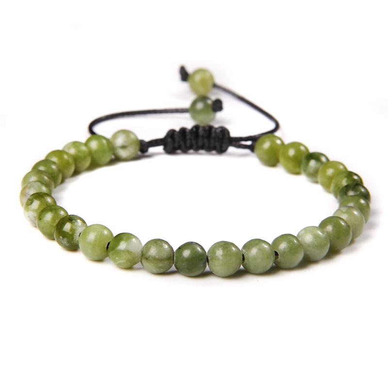 Natural Stone 6mm Beads Bracelet Adjustable Rope String Braided Bracelets For Women Men Amethysts Red Agates Lava Beaded Bangles