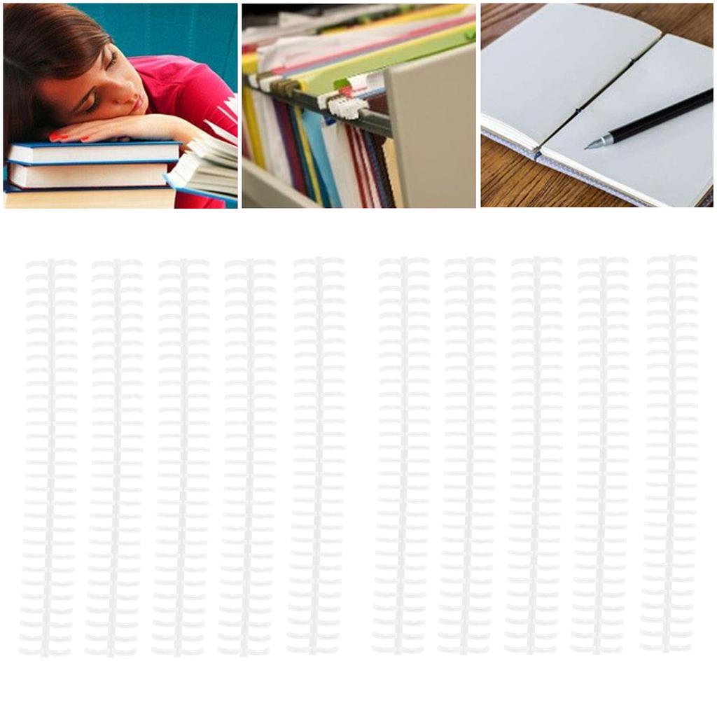 10Pcs Binding Spines Spirals Coils Combs 30 Holes Plastic Strip for Loose Leaf 1Celsius2in Diameter