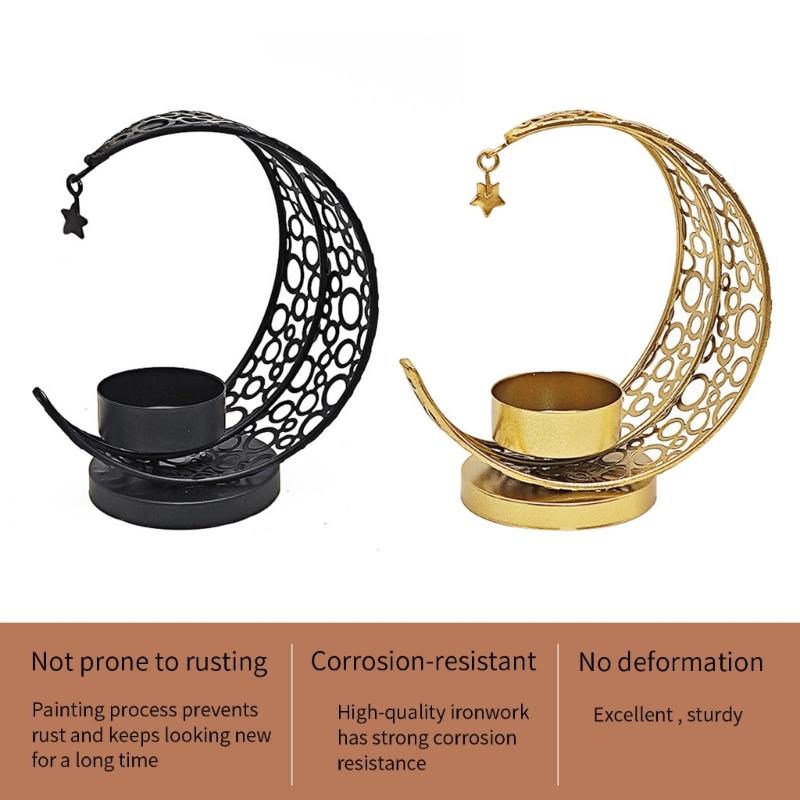 Metal Tealight Candle Holders for Eid Mubaraks Moon Shape Candle Stand Iron Candlestick Home and Parties Event Decors