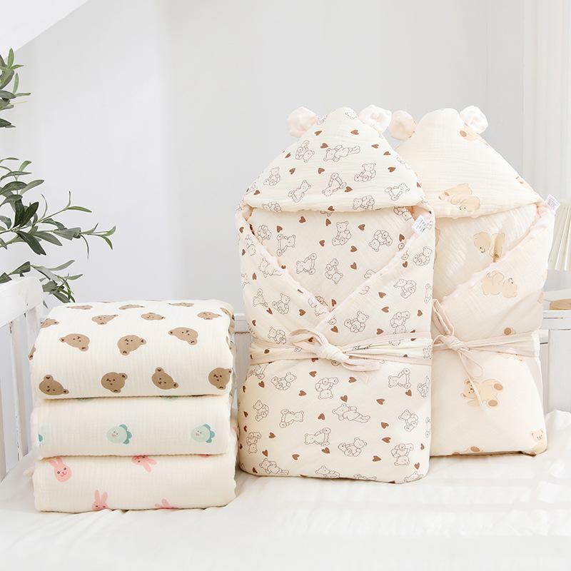 Crêpe Bohnen Bohnenklammer Baumwollsteppdecke Säugling Mit Kapuze Baumwolle Winddicht Außen Decke Neugeborenes Baby Steppdecke