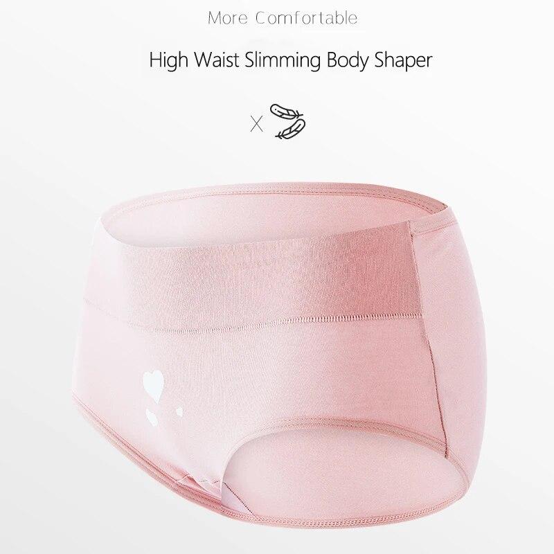 4Pcs Women's Panties High Waist Underwear Fashion Print Girls Briefs Breathable Cotton Panty Plus Size M-5XL Female Lingerie