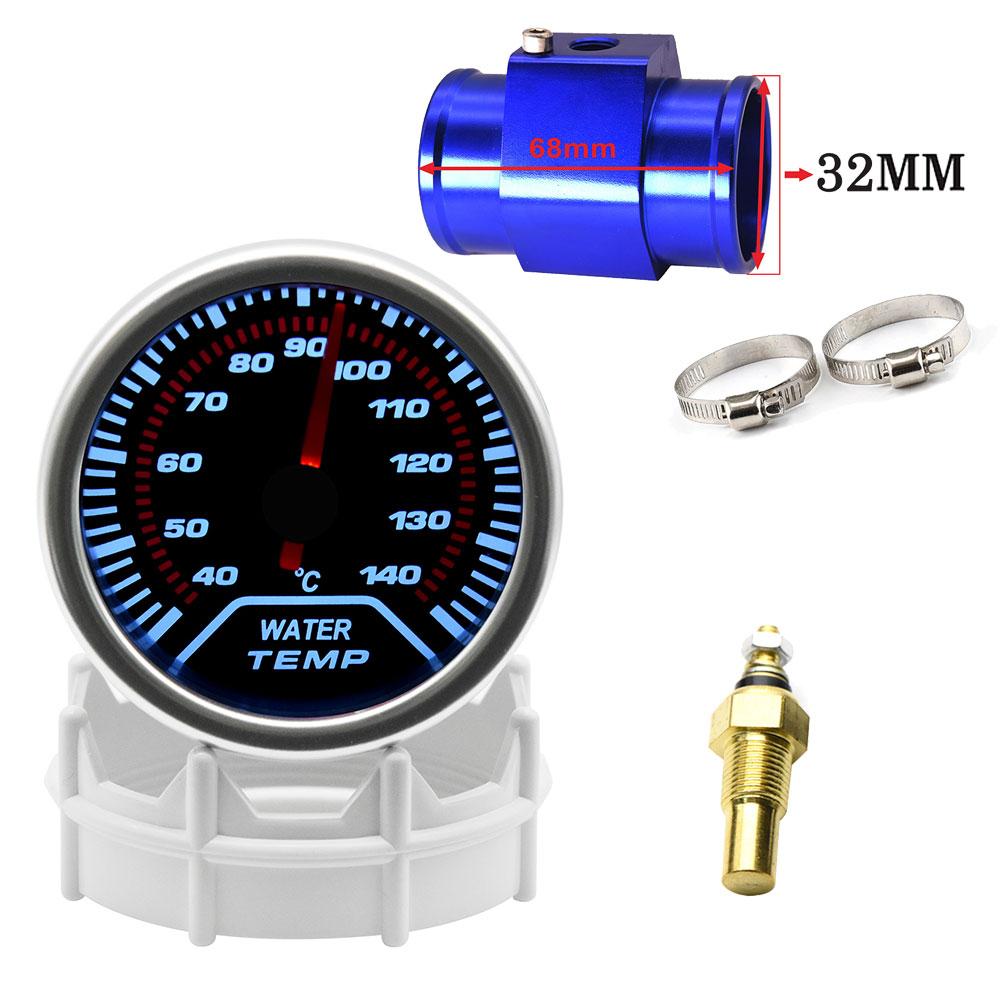 2" 52mm Universal Water Temp Gauge With Temperature sensor 40-140Celsius Car Temperature Meter Water Temp Joint Pipe Adapter 12V