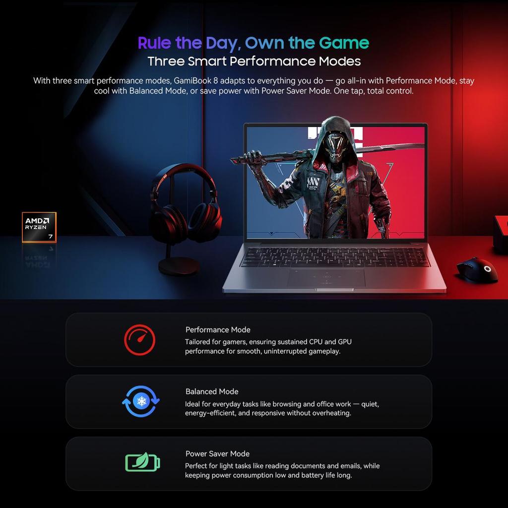 Blackview GamiBook 8 Laptop 16 Inch 16/32GB 512GB/1TB AMD Ryzen™ 7 7735HS 8 Cores16 Threads Windows11 Pro Notebook