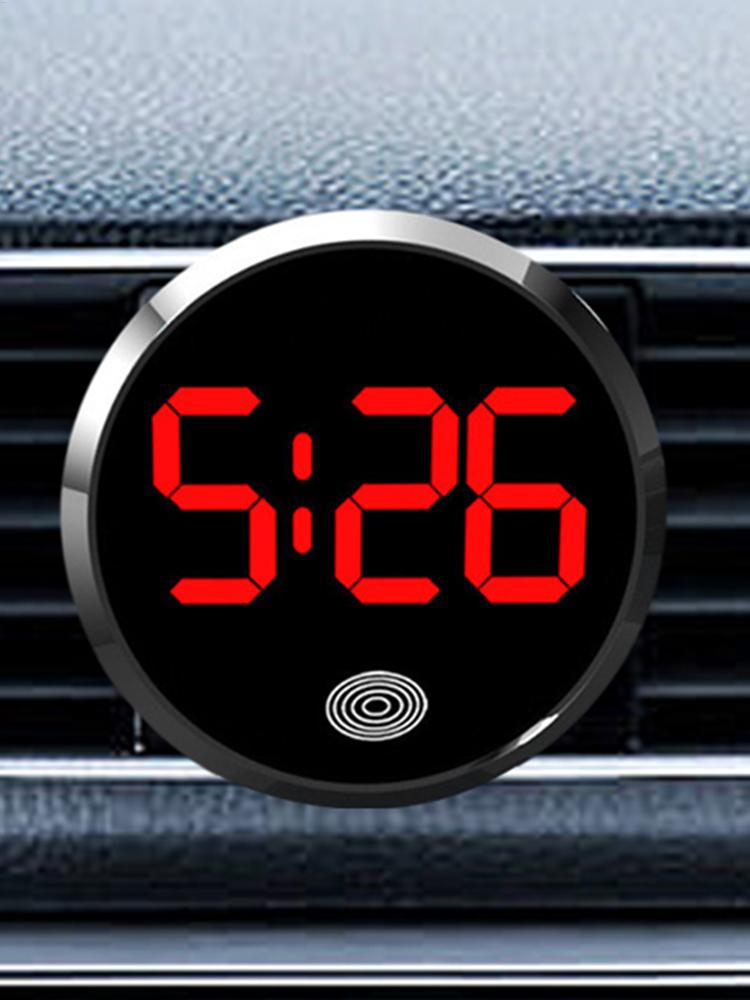 Mini Digital Clock for Car Round Automotive Digital Clock Led Luminous Display Automotive Watch for Road Trip Long Travel