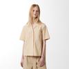 VOYONN Tailored Collar Short Sleeve Cotton Shirt Beige 0039