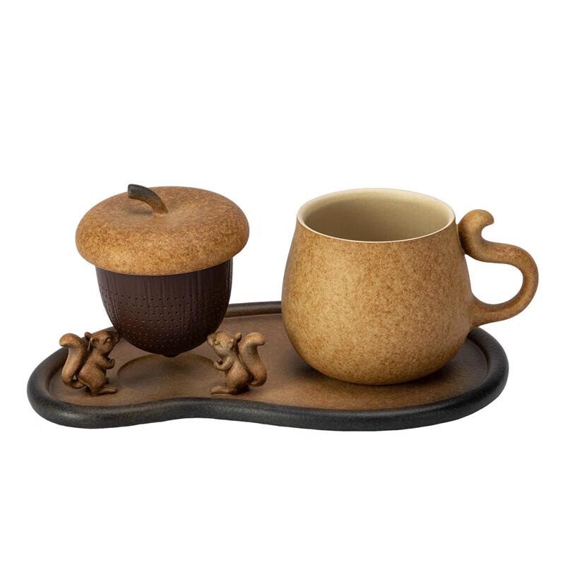 Wanquiantang Ceramic Office Tea & Coffee Mug with Tray
