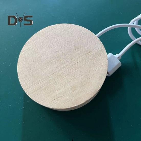 Round Night Light Wide Application Reliable DIY Wood Lamp Base