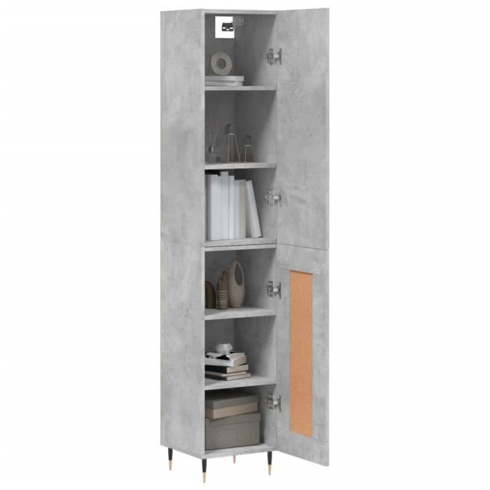 VidaXL Buffet haut Gris béton 34,5x34x180 cm Bois d'ingénierie 3199093