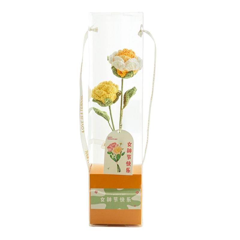 Crochet Bouquet Knitted Flowers Completed Crochet Flowers Bouquet Handmade Knitted Bouquet Flowers for Home Decorations жёлтый