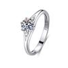S925 Silver 1 Carat D Color Moissanite Six-Prong Engagement Ring for Women